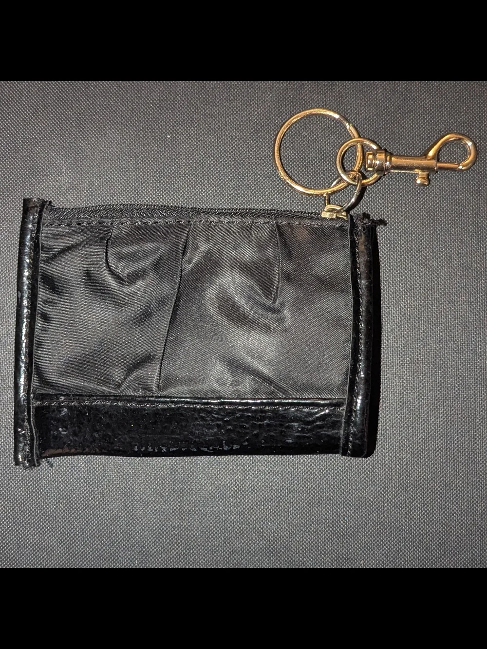 Franco Sarto Black Key Card Pouch with Gold Hardware Keyring